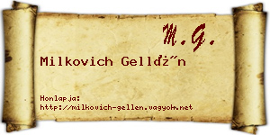 Milkovich Gellén névjegykártya